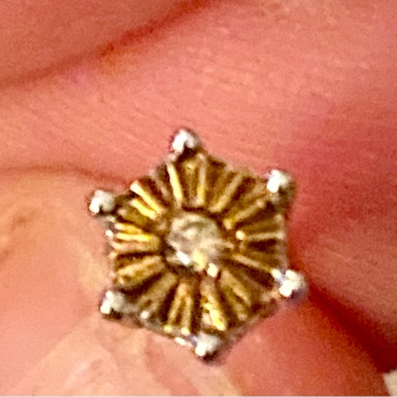 Diamond earrings .05 ct - in sterling silver and gold. - Picture 6 of 7